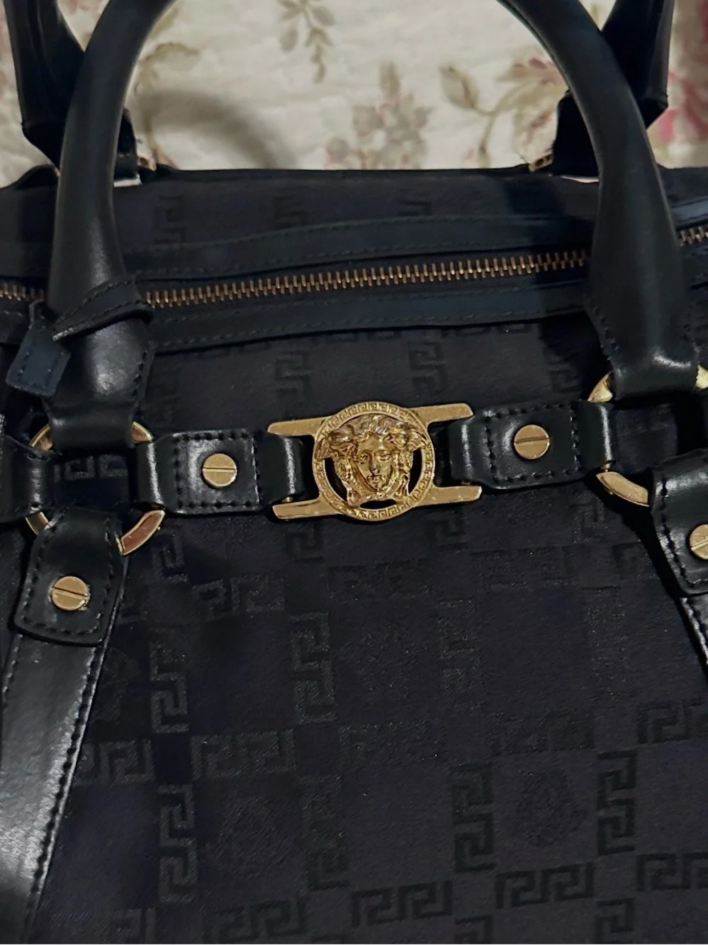 Versace Black bag with Gold Medallion Hardware
